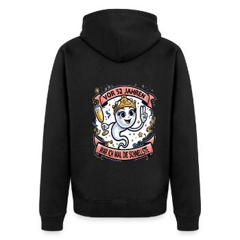 52 Years Ago I Was The Fastest Woman - Unisex Premium Organic Zip Hoodie - black - Back - Nico (187cm)
