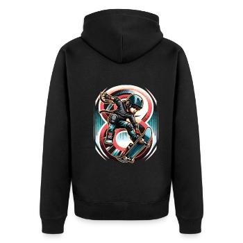 Skateboard Skater Design pour les garçons de 8 ans - Veste à capuche bio Premium Unisexe - noir - Dos - Nico (187cm)