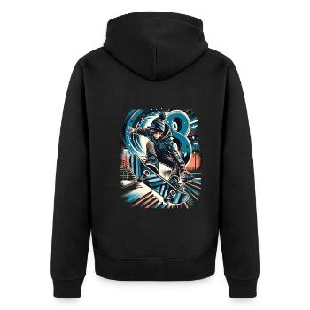 Skateboard Skater Design pour les garçons de 8 ans - Veste à capuche bio Premium Unisexe - noir - Dos - Nico (187cm)