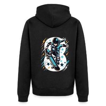 Skateboard Skater Design pour les garçons de 8 ans - Veste à capuche bio Premium Unisexe - noir - Dos - Nico (187cm)