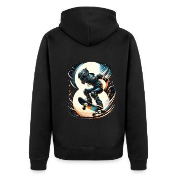 Skateboard Skater Design pour les garçons de 8 ans - Veste à capuche bio Premium Unisexe - noir - Dos - Nico (187cm)