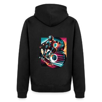 Skateboard Skater Design pour les garçons de 8 ans - Veste à capuche bio Premium Unisexe - noir - Dos - Nico (187cm)