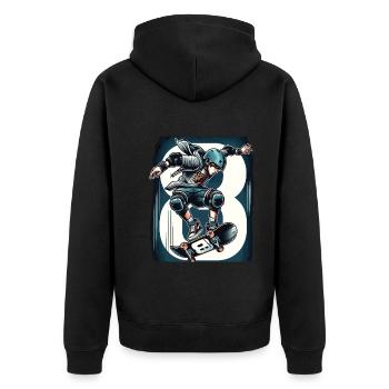 Skateboard Skater Design pour les garçons de 8 ans - Veste à capuche bio Premium Unisexe - noir - Dos - Nico (187cm)