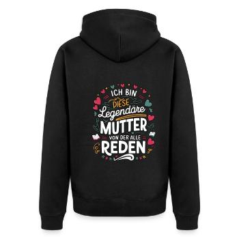 Legendary Mother's Heart & Love Saying - Unisex Premium Organic Zip Hoodie - black - Back - Nico (187cm)