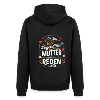 Legendary Mother's Heart & Love Saying - Unisex Premium Organic Zip Hoodie - black - Back - Nico (187cm)