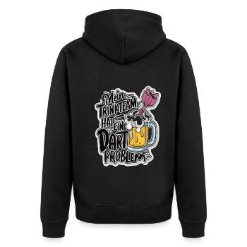 My drinking team has a darts problem - Unisex Premium Organic Zip Hoodie - black - Back - Nico (187cm)