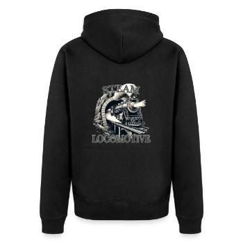 Steam locomotive steam engine nostalgic railway - Unisex Premium Organic Zip Hoodie - black - Back - Nico (187cm)