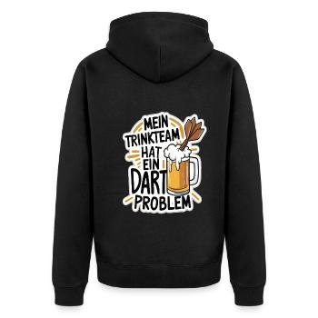 Mein Trinkteam Hat Ein Dart Problem - Unisex Premium Bio Zip Hoodie - Schwarz - Hinten - Nico (187cm)