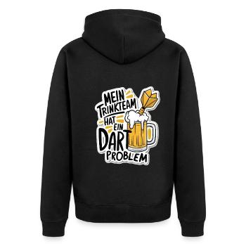 Mein Trinkteam Hat Ein Dart Problem - Unisex Premium Bio Zip Hoodie - Schwarz - Hinten - Nico (187cm)