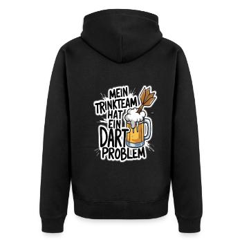 Mein Trinkteam Hat Ein Dart Problem - Unisex Premium Bio Zip Hoodie - Schwarz - Hinten - Nico (187cm)