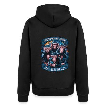 funny way monkey saying cell phone social media - Unisex Premium Organic Zip Hoodie - black - Back - Nico (187cm)