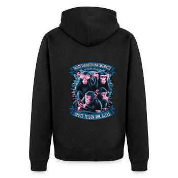 funny way monkey saying cell phone social media - Unisex Premium Organic Zip Hoodie - black - Back - Nico (187cm)