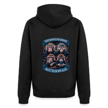 funny way monkey saying cell phone social media - Unisex Premium Organic Zip Hoodie - black - Back - Nico (187cm)