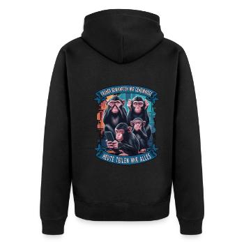 funny way monkey saying cell phone social media - Unisex Premium Organic Zip Hoodie - black - Back - Nico (187cm)