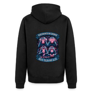 funny way monkey saying cell phone social media - Unisex Premium Organic Zip Hoodie - black - Back - Nico (187cm)