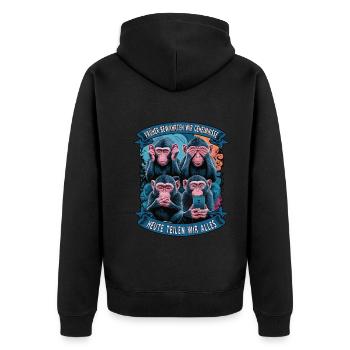 funny way monkey saying cell phone social media - Unisex Premium Organic Zip Hoodie - black - Back - Nico (187cm)
