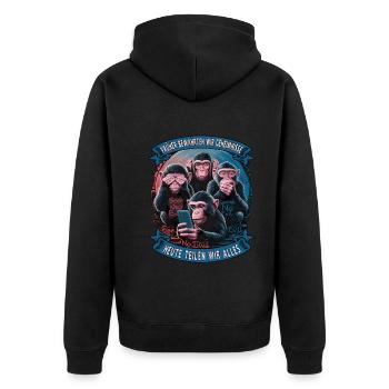 funny way monkey saying cell phone social media - Unisex Premium Organic Zip Hoodie - black - Back - Nico (187cm)