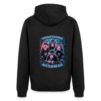 funny way monkey saying cell phone social media - Unisex Premium Organic Zip Hoodie - black - Back - Nico (187cm)