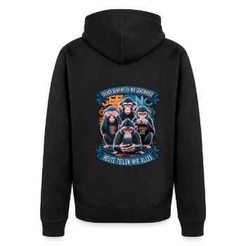 funny way monkey saying cell phone social media - Unisex Premium Organic Zip Hoodie - black - Back - Nico (187cm)
