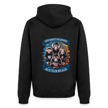 funny way monkey saying cell phone social media - Unisex Premium Organic Zip Hoodie - black - Back - Nico (187cm)