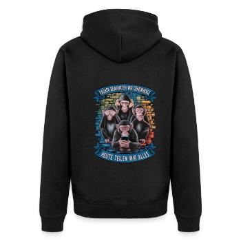 funny way monkey saying cell phone social media - Unisex Premium Organic Zip Hoodie - black - Back - Nico (187cm)