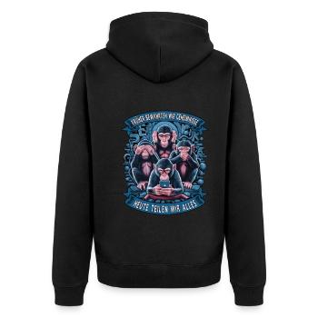 funny way monkey saying cell phone social media - Unisex Premium Organic Zip Hoodie - black - Back - Nico (187cm)