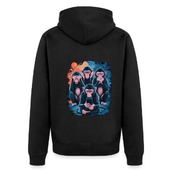singe sage avec téléphone portable drôle multi conception multimédia - Veste à capuche bio Premium Unisexe - noir - Dos - Nico (187cm)