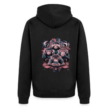 singe sage avec téléphone portable drôle multi conception multimédia - Veste à capuche bio Premium Unisexe - noir - Dos - Nico (187cm)