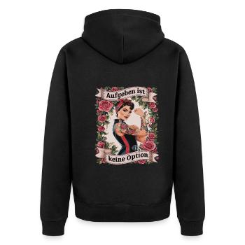 Aufgeben Ist Keine Option - Geburtstag, Muttertag, - Unisex Premium Bio Zip Hoodie - Schwarz - Hinten - Nico (187cm)