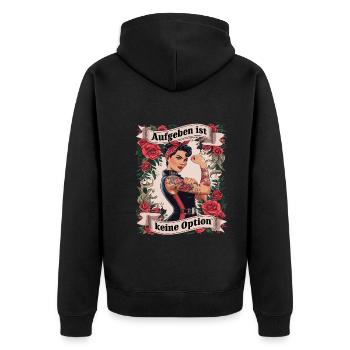 Aufgeben Ist Keine Option - Geburtstag, Muttertag, - Unisex Premium Bio Zip Hoodie - Schwarz - Hinten - Nico (187cm)