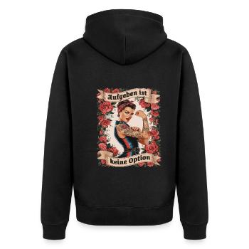 Aufgeben Ist Keine Option - Geburtstag, Muttertag, - Unisex Premium Bio Zip Hoodie - Schwarz - Hinten - Nico (187cm)