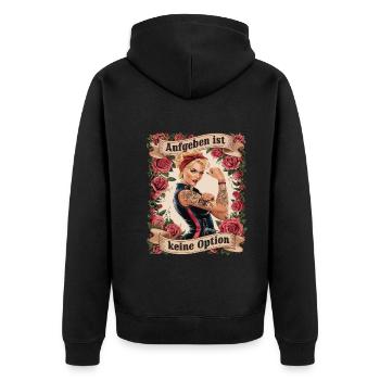 Aufgeben Ist Keine Option - Geburtstag, Muttertag, - Unisex Premium Bio Zip Hoodie - Schwarz - Hinten - Nico (187cm)