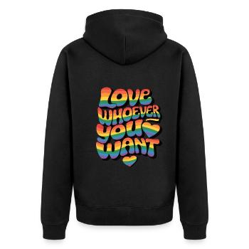 Aimez qui vous voulez Arc-en-ciel de la fierté LGBTQ - Veste à capuche bio Premium Unisexe - noir - Dos - Nico (187cm)