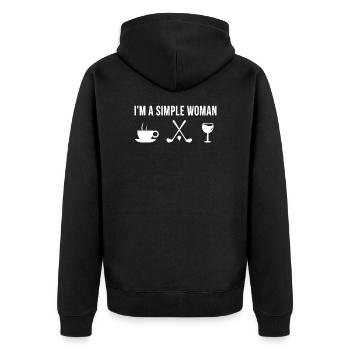 Lustig Golf Spieler Golfer Sport Simple Woman - Unisex Premium Bio Zip Hoodie - Schwarz - Hinten - Nico (187cm)