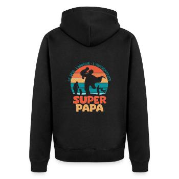 papa cadeau superpapa fête des pères - Veste à capuche bio Premium Unisexe - noir - Dos - Nico (187cm)