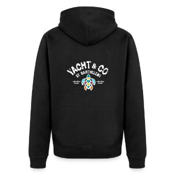 Yacht Co St. Barthelemy - Unisex Premium Bio Zip Hoodie - Schwarz - Hinten - Nico (187cm)