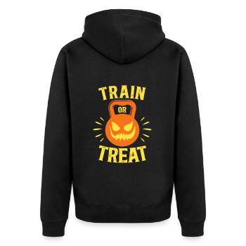 Train Or Treat Sports Bodybuilding Sport Halloween - Unisex Premium Organic Zip Hoodie - black - Back - Nico (187cm)