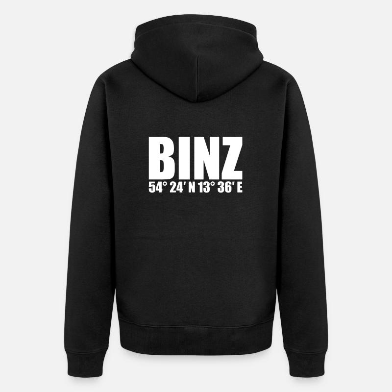 Binz Coordinates - Unisex Premium Organic Zip Hoodie - black