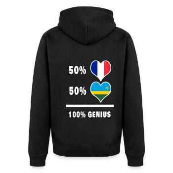 Das Frankreich und Ruanda Genie / Geschenk - Unisex Premium Bio Zip Hoodie - Schwarz - Hinten - Nico (187cm)