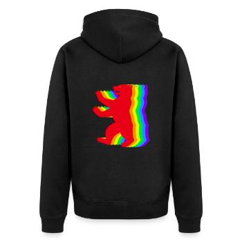 Ours arc-en-ciel de Berlin - Veste à capuche bio Premium Unisexe - noir - Dos - Nico (187cm)