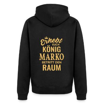 Name Marko Geschenkidee Geburtstag lustig König - Unisex Premium Bio Zip Hoodie - Schwarz - Hinten - Nico (187cm)