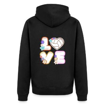 Volleyball Love Cute Volleyball Lover - Unisex Premium Bio Zip Hoodie - Schwarz - Hinten - Nico (187cm)