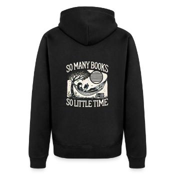 So viele Bücher, so wenig Zeit - Unisex Premium Bio Zip Hoodie - Schwarz - Hinten - Nico (187cm)