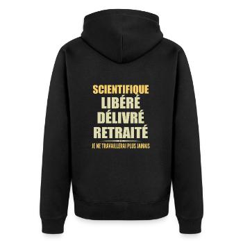 Scientifique célèbre sa retraite avec humour cadea - Veste à capuche bio Premium Unisexe - noir - Dos - Nico (187cm)