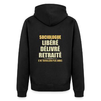 Sociologue célèbre sa retraite avec humour cadeau - Veste à capuche bio Premium Unisexe - noir - Dos - Nico (187cm)