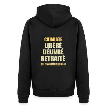 Chemiker feiert Ruhestand mit Humorgeschenk - Unisex Premium Bio Zip Hoodie - Schwarz - Hinten - Nico (187cm)