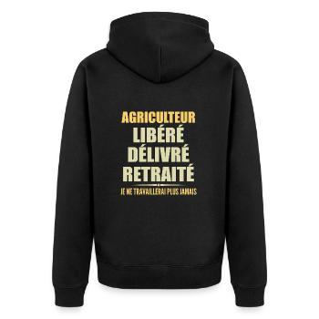 Agriculteur célèbre sa retraite avec humour cadeau - Veste à capuche bio Premium Unisexe - noir - Dos - Nico (187cm)