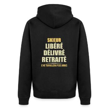 Skieur célèbre sa retraite avec humour cadeau - Veste à capuche bio Premium Unisexe - noir - Dos - Nico (187cm)