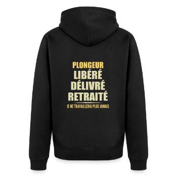 Taucher feiert Ruhestand mit Humor Geschenk - Unisex Premium Bio Zip Hoodie - Schwarz - Hinten - Nico (187cm)