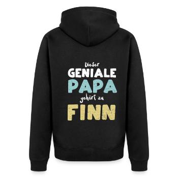 Dieser Geniale Papa Gehört Zu Finn - Unisex Premium Bio Zip Hoodie - Schwarz - Hinten - Nico (187cm)